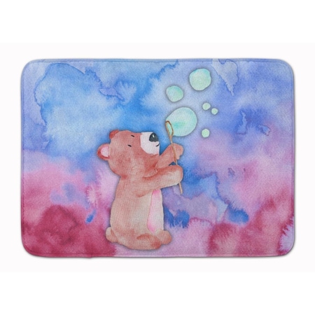 Carolines Treasures Bear & Bubbles Watercolor Machine Washable Memory Foam Mat BB7347RUG